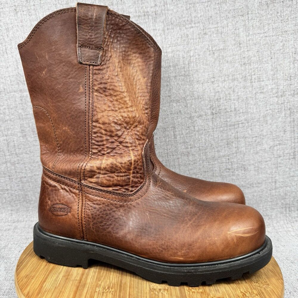 Iron Age Boots Men's Size 9.5 M Hauler Wellington Work Leather